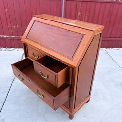 Collectors piece Asian Teak Hand Carved Drop Front Compartmentalized Desk Style