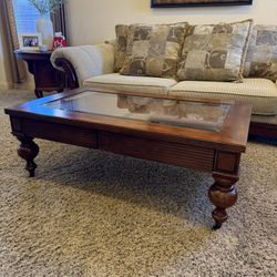 Cherry Wood Coffee Table And End Table 