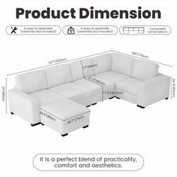 5-Seat Modular Convertible Sofa + Ottoman