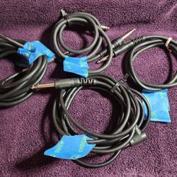 Set Of 4 Guitar/ Musical Instrument / Accessory Cables - HOSA, Others - 1/4" Black Cables - Nice Cond