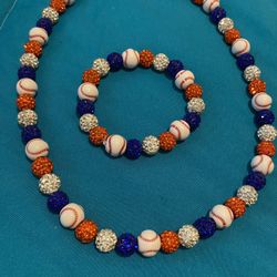 Bling Baseball Bracelet And Necklace 