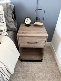 (2) Room Essentials Mixed Material Nightstand Gray