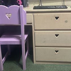 Handmade Desk And Chair With Hearts