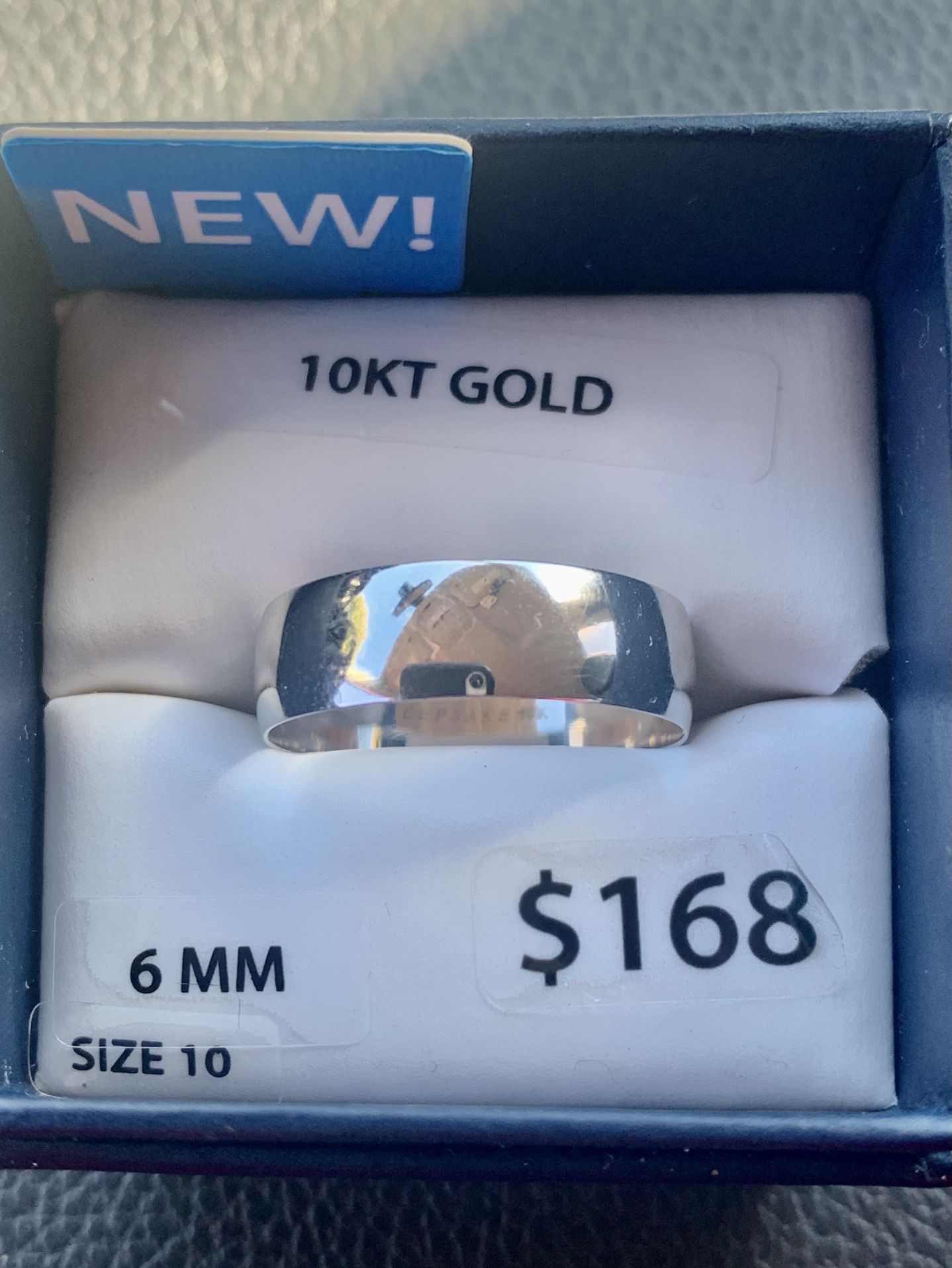 10k White Gold 6mm Size 10 Solid Gold Band