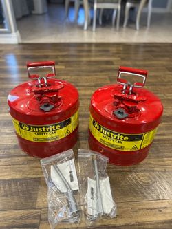 ustrite 5 Gallon Type II Red Safety Gas Can for Gasoline with Flame Arrester, Self-Closing Lid, and 1" Flexible Metal Spout, Made in the USA, Galvaniz