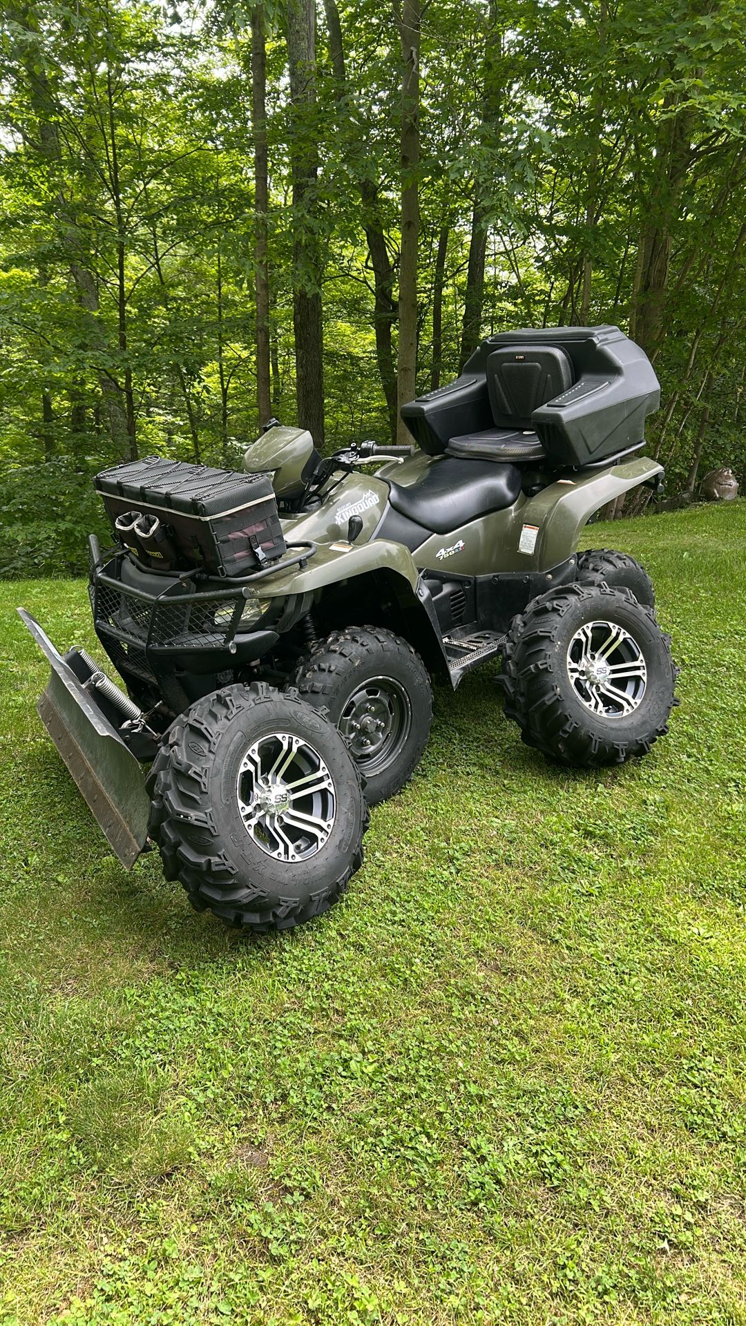 Suzuki ATI 750 4Wheeler 2 Sets Of Tires 4 WD With A Plow Brand New Battery And Starter Just Serviced Back Seat With Storage Compartment Front Storage