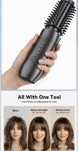 Cordless Curling Iron Brush, Rechargeable Travel Curling Iron with 200 Million Negative Ions, Portable Battery Curling Iron Brush, Cordless Heated Rou