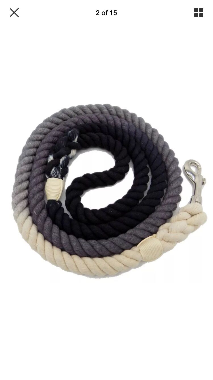 5 FT Ombre Cotton Rope Dog Leash Braided Black
