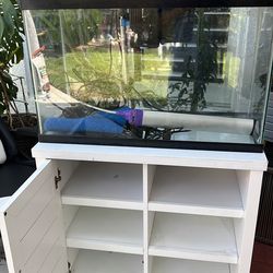 30 gal Fish tank with white cabinet