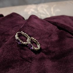 1 Inch Huggy Hoops Amethyst Sterling 