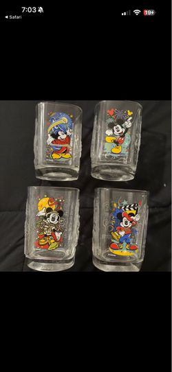2000 McDonalds Walt Disney World Y2K Mickey Mouse Square Glasses Set of 4