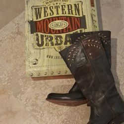 Leather western Dark Brown Boots 
