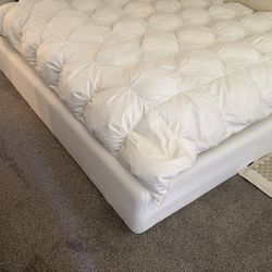 Cloud King size platform bed frame. Custom. Linen.