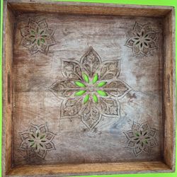 Hand Carved Wooden Serving Tray