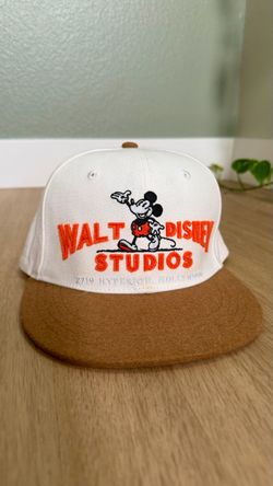 Walt Disney Studios Hat White Mickey Mouse Adjustable Cap Wool Brim 100 Year
