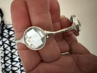 Women’s Brighton 4 gem silver tone bracelet bangle with logo pouch bag