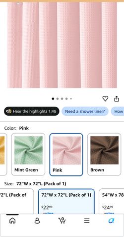 Pink Waffle Weave Shower Curtain 72x72
