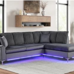 Candy Charcoal - Sectional And LED 