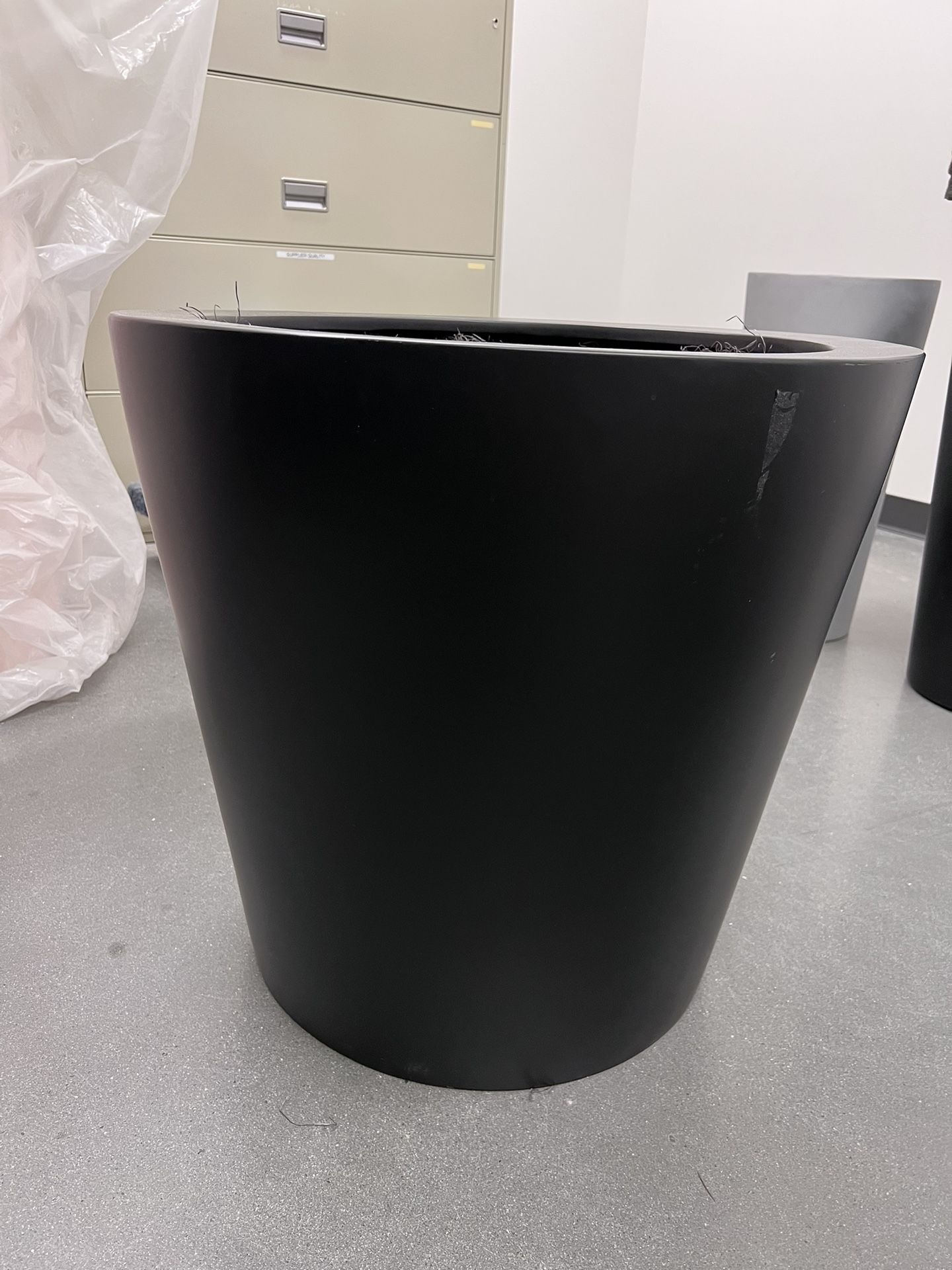 23” tall fiberglass cylinder planter