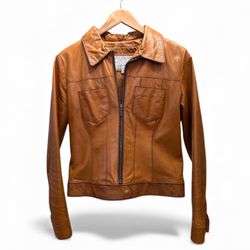 Vintage WILSON’S Maxima Women's Brown Genuine Leather Jacket Moto Sz M