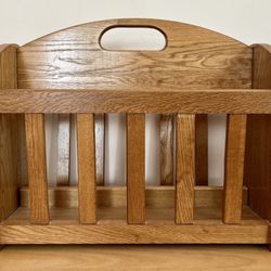 Oak Magazine/ Newspaper Organizer W20” H15.5” D11.5”
