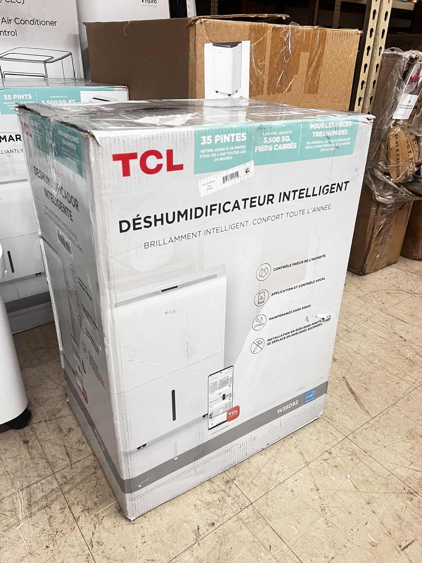 35 Pint Smart Dehumidifier, 3,500 sq. ft., White, New in Box