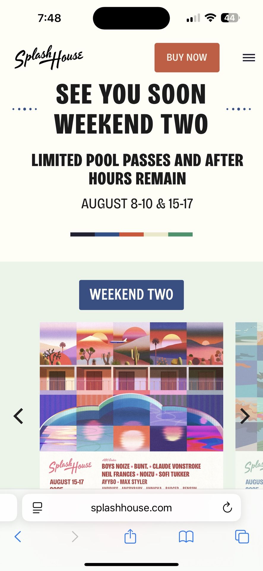 Splash House Single GA Ticket For Weekend 2. 