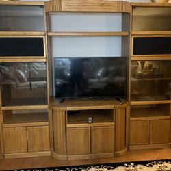 Entertainment Center / Wall Unit Lighted Solid - $250 (Darien)