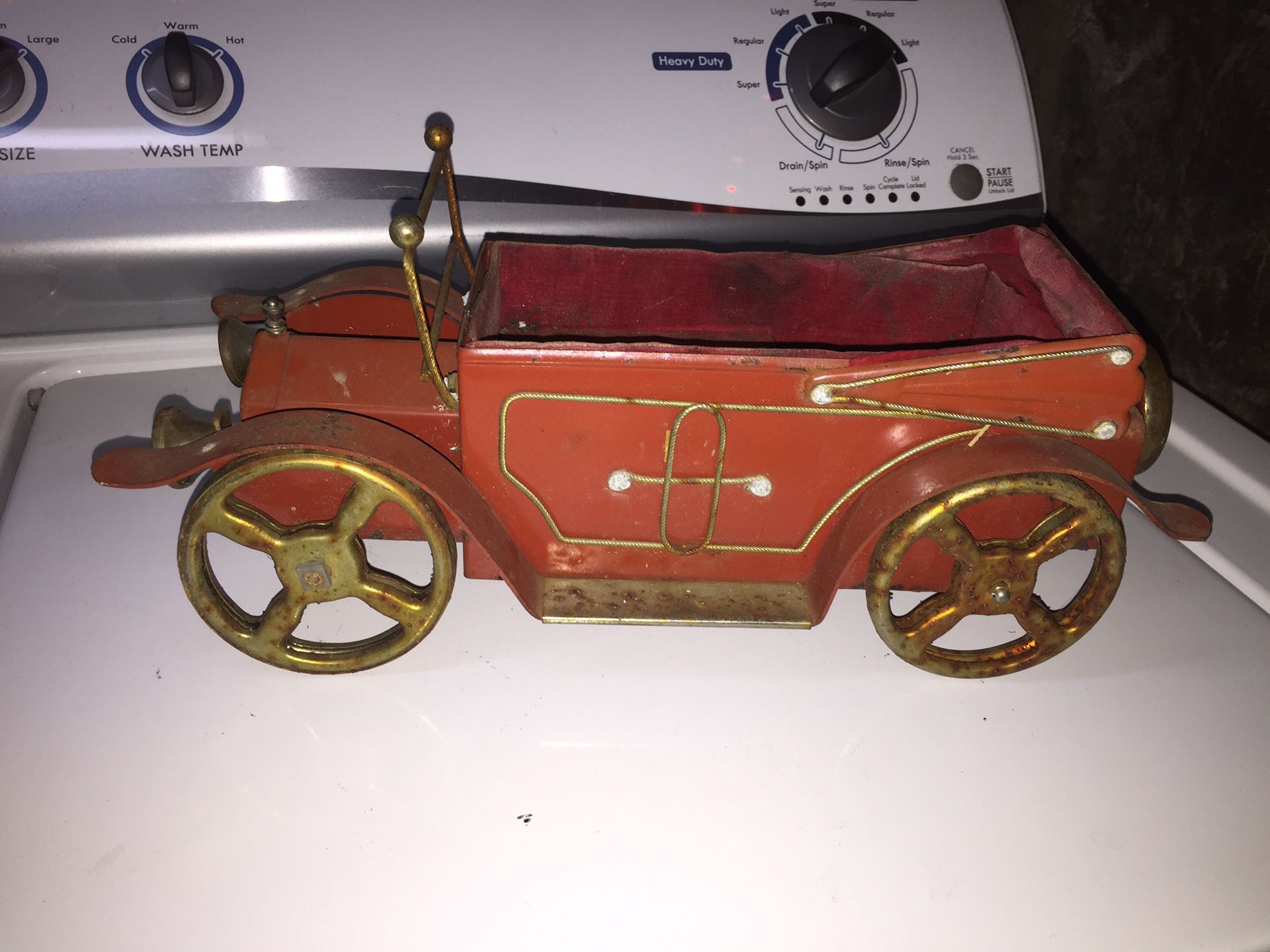 Antique Metal Car!! Jewelry box? HEAVY