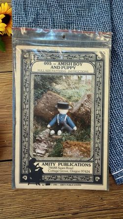 Vintage Amity Publications Amish Boy And Puppy Uncut Sewing Pattern