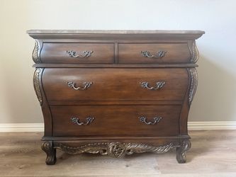 Dark Wood Bombe-Style Accent Chest
