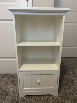 White Night Stand with Shelves and Drawer