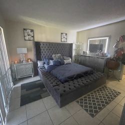 Bedroom  set Dresser Chest One Nightstand Mirror And Bed Frame 