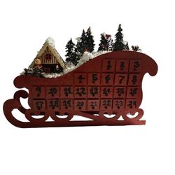 red sleigh handpainted wooden advent calendar table top