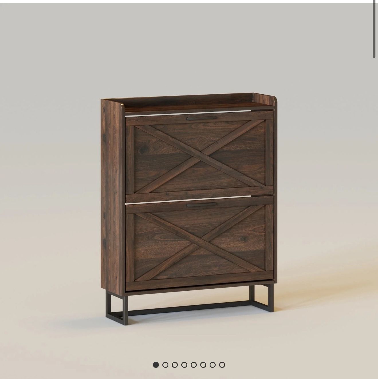 Double-Layer Shoe Cabinet – Dark Walnut (Open Box)