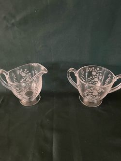 Vintage Fostoria Creamer & Sugar Set