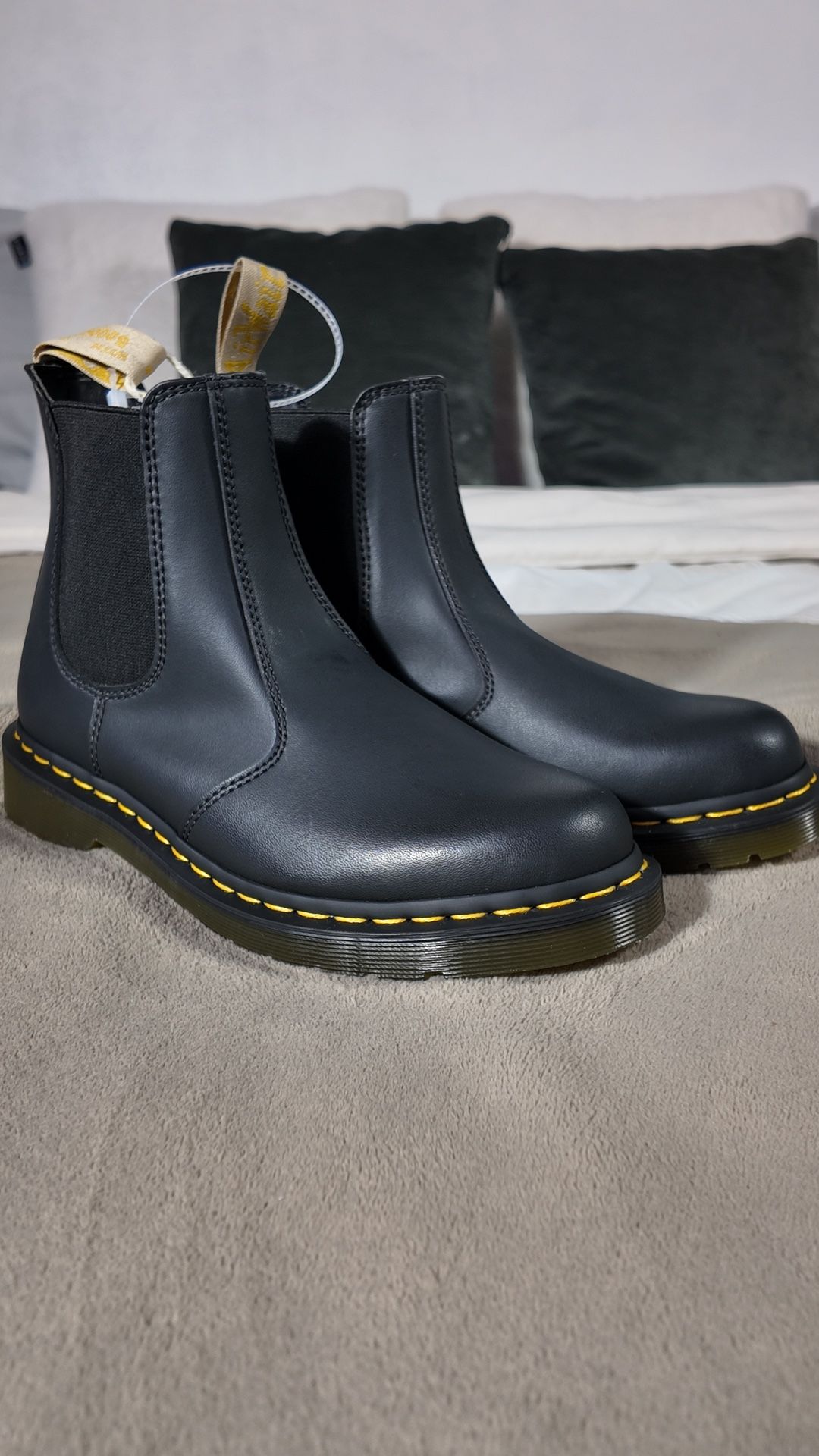 Dr. Martens Black Chelsea Boots with Signature Yellow Stitching