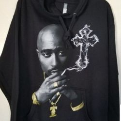 2PAC SHAKUR DEATH "ROW RECORDS" ALL EYES ON ME LIMITED EDITION MEN'S THICK HOODIE SWEATER SIZE LARGE BLACK REGULAR FIT BRAND NEW WITH OUT TAGS .
