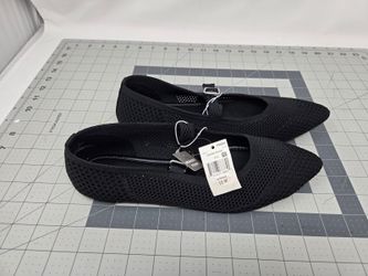 Falls Creek Blaire Black Pointed Toe Knit Mary Jane Flats NWT Size 10M