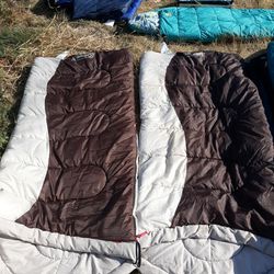 Pair Coleman Sleeping Bags Camp Camping Tent Outdoor