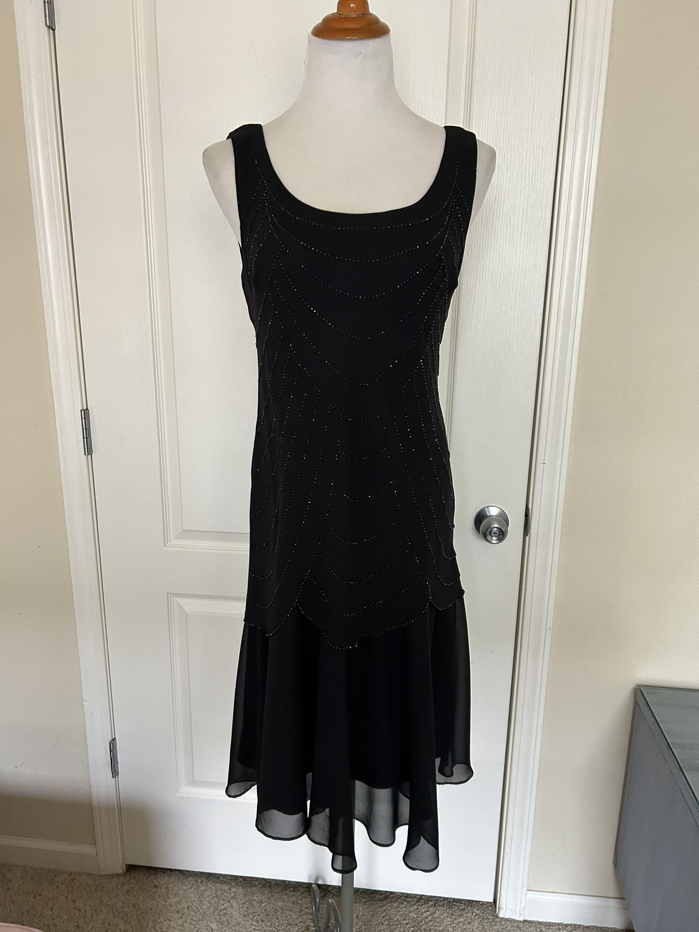 Low back black sequin dress 50