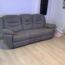 Couch Microfiber With Reclining Seats On Both Sides 