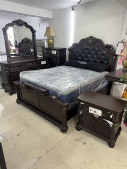 Queen Bed Room Set Mattress And Boxspring