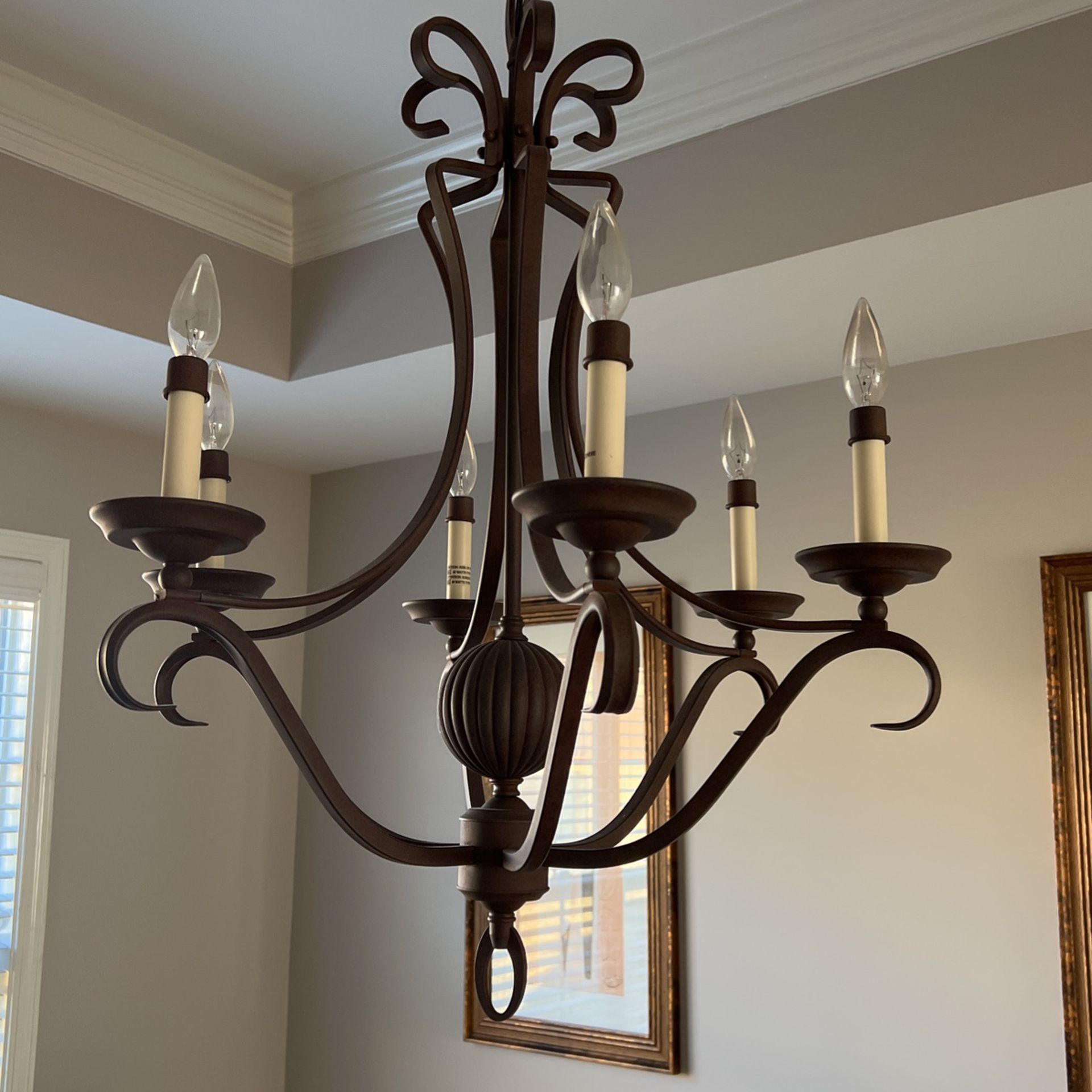 Perfect Rust Brown Chandelier With 6 Bulbs