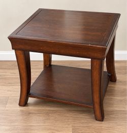 Dark Wood End Table with Lower Shelf