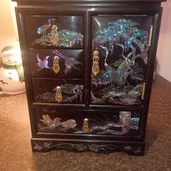 Vintage Korean Mother Of Pearl Jewelry Box 