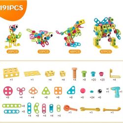 STEM Toys 191 PCS Building Toys for Kids Ages 3-8 , Eduactional Toys Learning Toys Gift for Toddlers, Building Blocks Toy Building Sets 