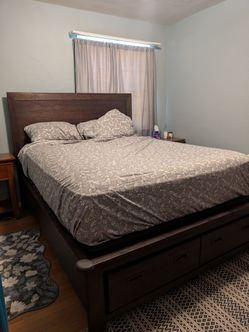 Queen bed frame with storage
