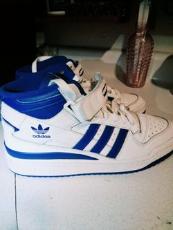 Adidas High-Top White& Blue Size 9 Sneakers