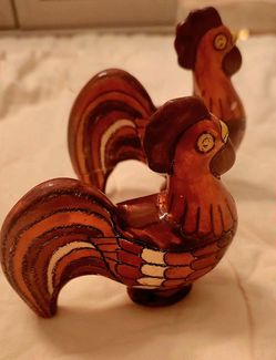 Folkloric Pottery Roosters From Ecuador  4.5"